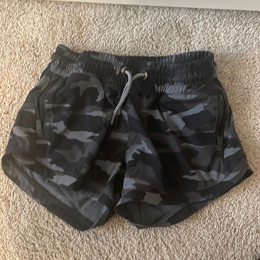 Athletic black and grey camo shorts